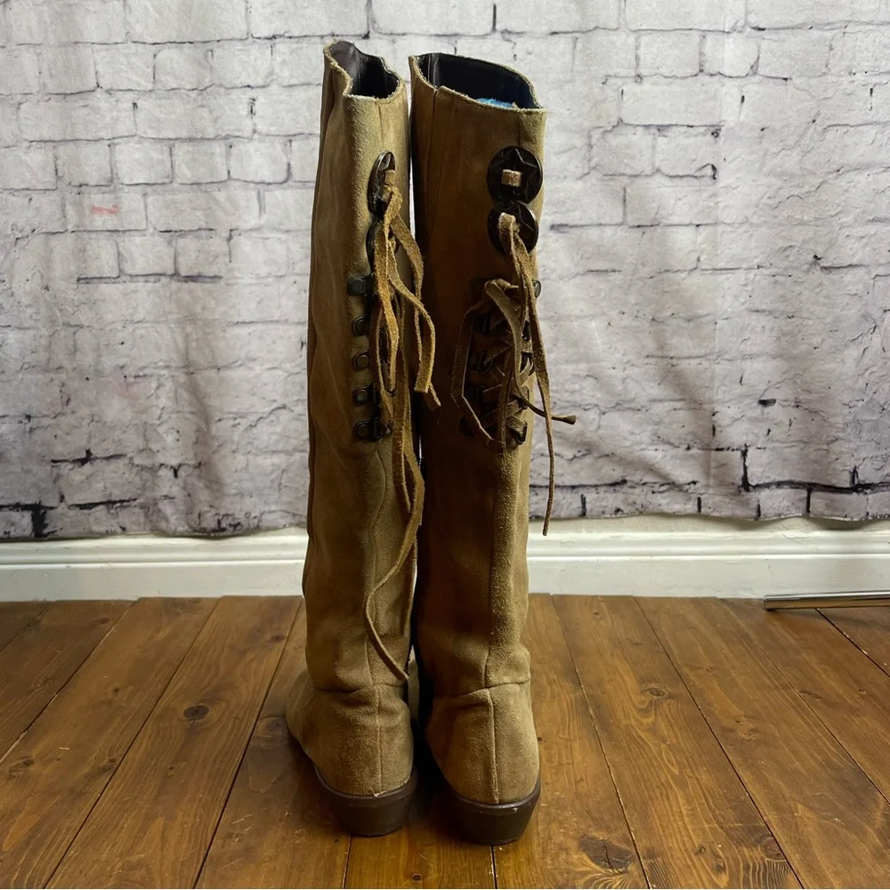 Naughty monkey tan suede knee high boots Womens size 7